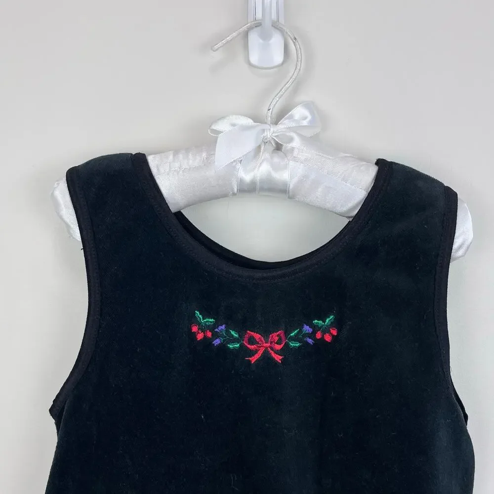 Vintage OshKosh B'gosh Black Velour Jumper Dress 5T USA